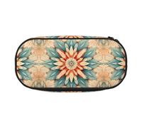 WBQLSL artistic circles Printed stationery storage bag - multi-grid layered pencil case portable student pencil bag