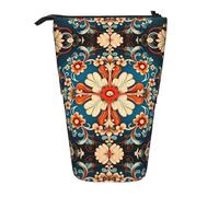 WBQLSL Artistic Flower Patterns Printed Retractable Pencil case, Perfect for Makeup, Stationery, or a Coin Purse.