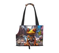WBQLSL Artistic Graffiti Frog Patterned Pet Travel Bag - Small Pet Shoulder Bag for Cars and People