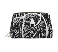 WBQLSL Asian Black Bear Sketch Leather Makeup Bag Cosmetic Storage Bag Suitable for Carrying Cosmetics with You