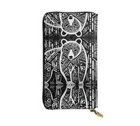 WBQLSL Asian Black Bear Sketch Printed Small Leather Clutch - 7.5x4.1 inch Wallet