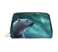 WBQLSL Aurora Polar Bear Leather Makeup Bag Cosmetic Storage Bag Suitable for Carrying Cosmetics with You