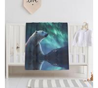 WBQLSL Aurora Polar Bear Printed Baby Blanket, 30" x 40" Newborn Swaddle, Baby Throw Blanket
