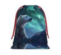 WBQLSL Aurora Polar Bear S Printed gift bags, perfect for weddings, Christmas, birthdays and anniversaries (S-L)