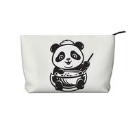 WBQLSL Baby panda eating food Printed corduroy cosmetic bag - travel essential cosmetic storage bag