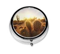 WBQLSL ball cactus Mini medicine box with three compartments, small round medicine box, portable