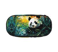 WBQLSL Bamboo and panda Large capacity pencil bag, multi-layer partition stationery storage bag - unisex learning office supplies