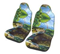 WBQLSL Bass fish Printed Car Seat Covers 2-Piece Pack - Front Seat Backrest Cushions Suitable for Sedans, SUVs, Trucks, Vans