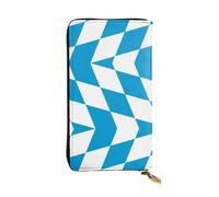 WBQLSL Bavarian flag Long leather clutch with zippered coin purse and 12 credit card slots, lightweight travel cash wallet