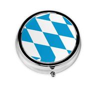 WBQLSL Bavarian flag Mini medicine box with three compartments, small round medicine box, portable