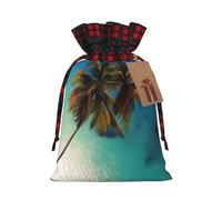 WBQLSL Beach Coconut Sunshine Burlap gift bag - 8.3x11.8 inch drawstring bag Party decoration supplies
