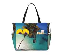 WBQLSL Beach Coconut Sunshine Pattern beach travel bag for gym/swimming pool/supermarket shopping/short trip