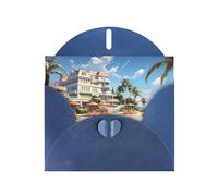 WBQLSL Beach Resort Style Blue Holiday Cards - Perfect for birthdays, weddings, and Christmas cards