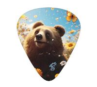 WBQLSL Bear looking up at flowers Guitar Picks - (Thin/Medium/Thick) Suitable for all types of string instruments,