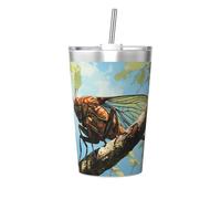 WBQLSL Beautiful Grasshopper Insulated Straw Cup Ideal for Gym use or Carrying on The go