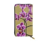 WBQLSL Beautiful Orchids Stylish leather wallet, 7.48 x 4.13 inch long zippered coin purse, convenient travel cash wallet