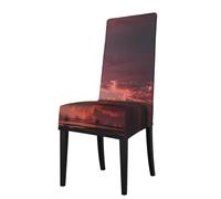 WBQLSL Beautiful pink sky Patterned dining chair covers with backrests removable and washable 20 x 18 inches