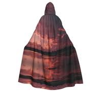 WBQLSL Beautiful pink sky Printed Halloween cape, masquerade hooded cape, suitable for theme parties
