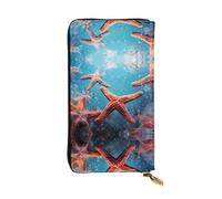 WBQLSL Beautiful Starfish Printed Small Leather Clutch - 7.5x4.1 inch Wallet