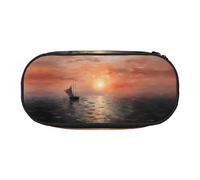 WBQLSL Beautiful sunset Large capacity pencil bag, multi-layer partition stationery storage bag - unisex learning office supplies