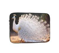 WBQLSL Beautiful white peacock 13 inch Printed laptop sleeve, suitable for business casual or school laptops (10-17 inches)