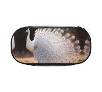 WBQLSL Beautiful white peacock Large capacity pencil bag, multi-layer partition stationery storage bag - unisex learning office supplies