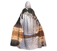 WBQLSL Beautiful white peacockHalloween hooded cape party robe suitable for costume parties and holiday parties
