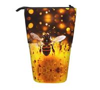 WBQLSL Bees in Flight Printed Retractable Pencil case, Perfect for Makeup, Stationery, or a Coin Purse.