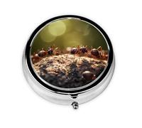 WBQLSL beetles Mini medicine box with three compartments, small round medicine box, portable