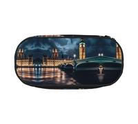 WBQLSL Big Ben, England Printed stationery storage bag - multi-grid layered pencil case portable student pencil bag