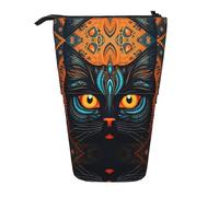 WBQLSL Big-Faced Cats Head Printed Retractable Pencil case, Perfect for Makeup, Stationery, or a Coin Purse.