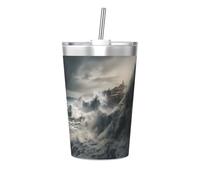 WBQLSL Big Waves Insulated Straw Cup Ideal for Gym use or Carrying on The go