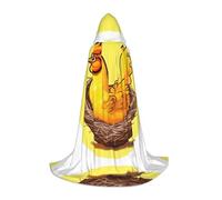 WBQLSL Bird's Nest Golden Chicken L Printed Robe Cape | Hooded | Cosplay Costume | Halloween Party Prop | S/M/L