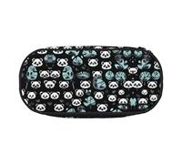 WBQLSL Black and white panda face Large capacity pencil bag, multi-layer partition stationery storage bag - unisex learning office supplies