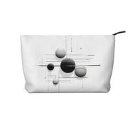 WBQLSL Black and White Planet Corduroy cosmetic bag - travel storage bag, can hold lipstick, powder and other cosmetics