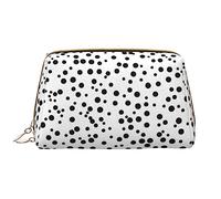 WBQLSL Black And White Polka Dot Leather cosmetic bag, portable travel cosmetic bag, large capacity cosmetic storage bag with pockets, White, One Size