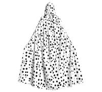 WBQLSL Black And White Polka Dot Printed Halloween cape, masquerade hooded cape, suitable for theme parties