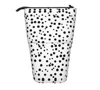 WBQLSL Black and White Polka Dot Printed Retractable Pencil case, Perfect for Makeup, Stationery, or a Coin Purse.