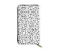 WBQLSL Black and White Polka Dot Printed Small Leather Clutch - 7.5x4.1 inch Wallet