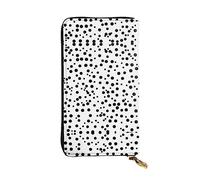 WBQLSL Black And White Polka Dot Zipper leather wallet, 7.5 * 4.1 inch long clutch bag, multiple compartments and large capacity, a good gift for friends