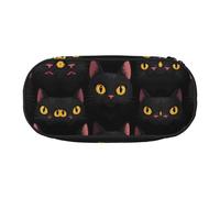 WBQLSL Black cat head cartoon Large capacity pencil bag, multi-layer partition stationery storage bag - unisex learning office supplies