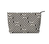WBQLSL Black curved texture Corduroy cosmetic bag - travel storage bag, can hold lipstick, powder and other cosmetics
