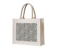 WBQLSL Black curved texture Printed Canvas Tote | Lightweight Storage Bag Perfect for the Beach, Picnics, and Everyday Shopping
