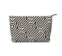 WBQLSL Black curved texture Printed corduroy cosmetic bag - travel essential cosmetic storage bag