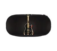 WBQLSL Black Guitar Large capacity pencil bag, multi-layer partition stationery storage bag - unisex learning office supplies