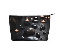 WBQLSL Black Mystery Heart Stone Printed corduroy cosmetic bag - travel essential cosmetic storage bag