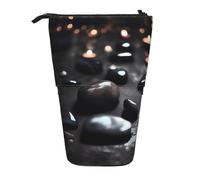 WBQLSL Black Mystery Heart Stone Printed Retractable Pencil case, Perfect for Makeup, Stationery, or a Coin Purse.