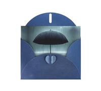 WBQLSL Black umbrella in the rain Blue Holiday Cards - Perfect for birthdays, weddings, and Christmas cards