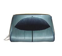 WBQLSL Black umbrella in the rain Leather makeup bag, portable large-capacity makeup storage bag, carry-on travel with pocket makeup bag