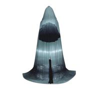 WBQLSL Black umbrella in the rain Patterned M Wizard Cape, Suitable for Adults & Teens Cosplay, Full Size Range S, M, L